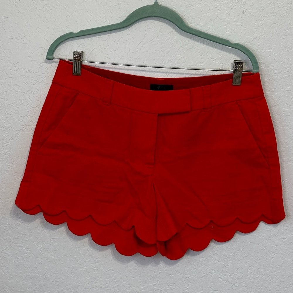J Crew Red Scalloped Shorts Size 6
